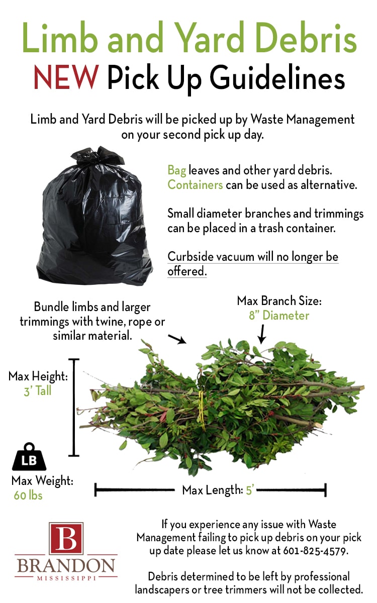 New Limb and Yard Debris Pickup Guidelines - City of Brandon, Mississippi